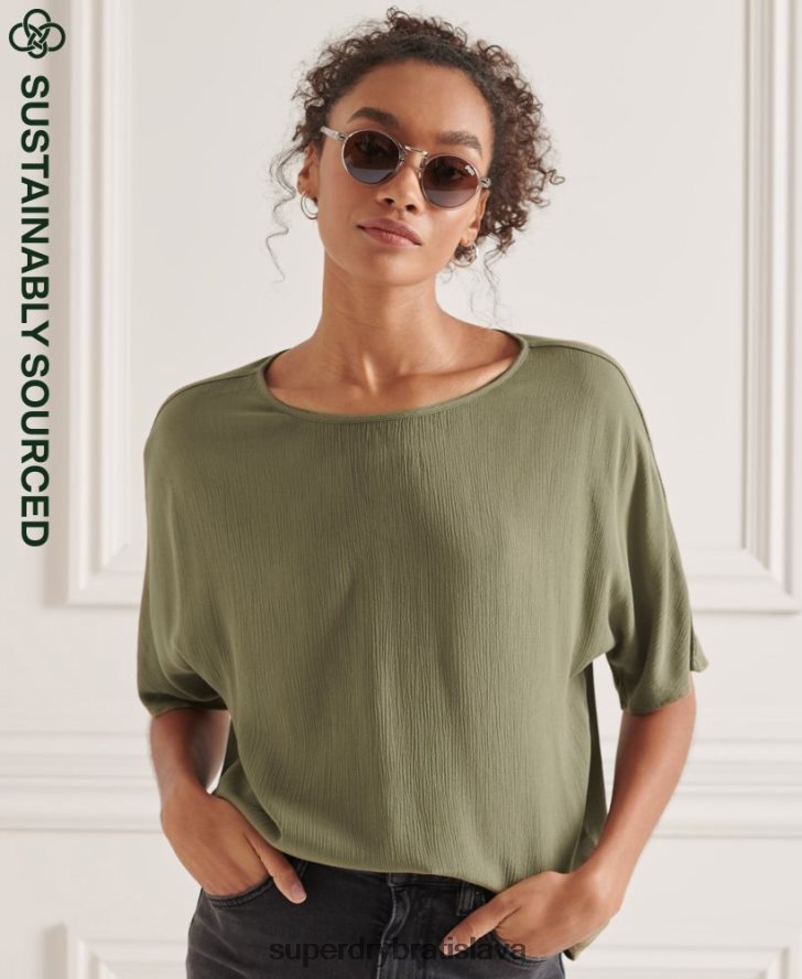 Superdry ženy ateliéry tkaný vrch 6B4ZTR3068 oblečenie zelená