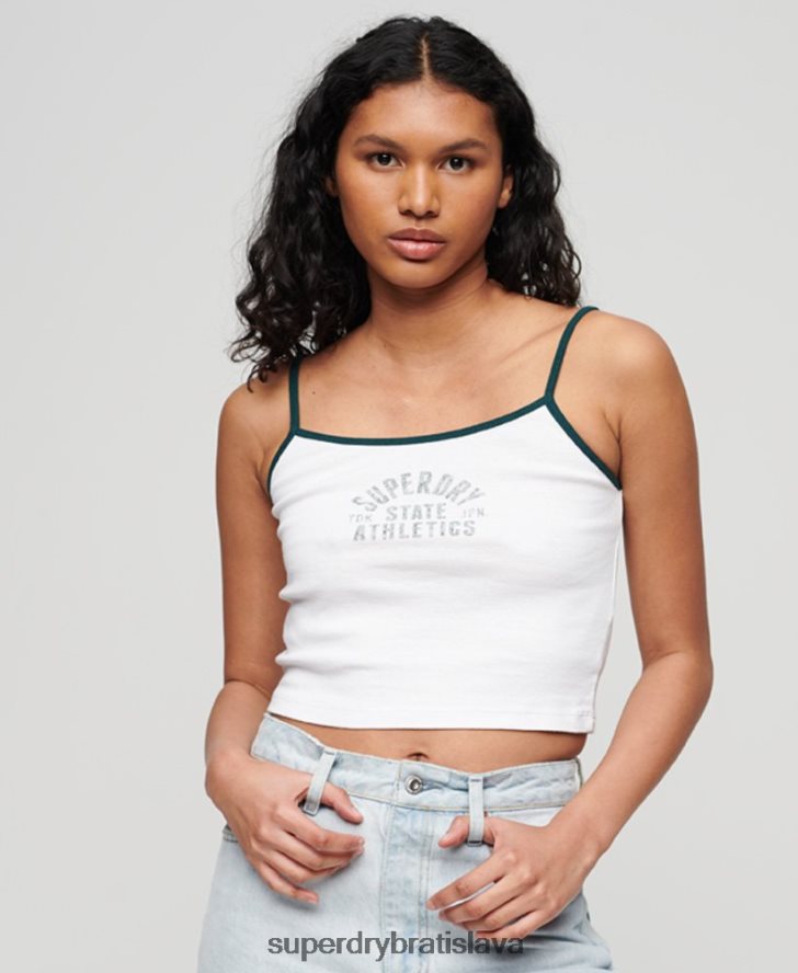 Superdry ženy atletické základné crop cami top 6B4ZTR2921 oblečenie biely