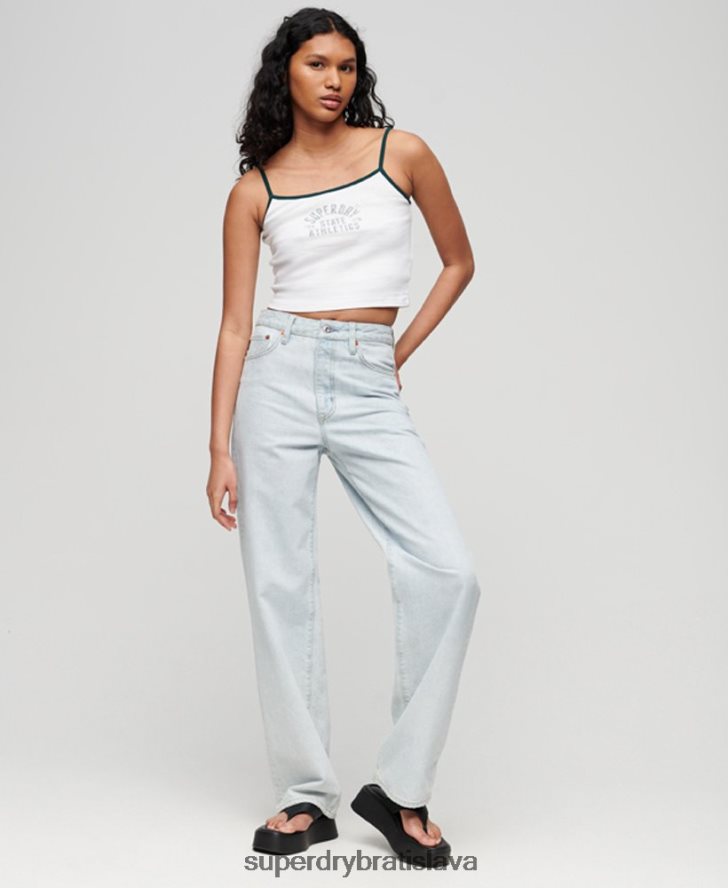 Superdry ženy atletické základné crop cami top 6B4ZTR2921 oblečenie biely