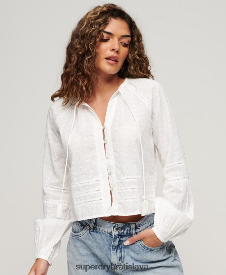 Superdry ženy bavlnený plážový top 6B4ZTR2034 oblečenie biely