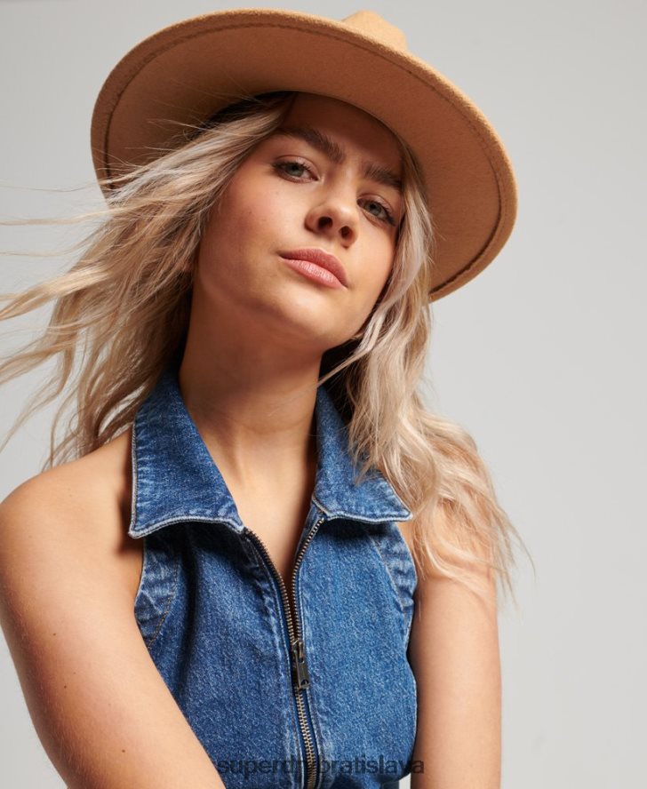Superdry ženy golierový zips cez džínsový top 6B4ZTR2064 oblečenie Modrá