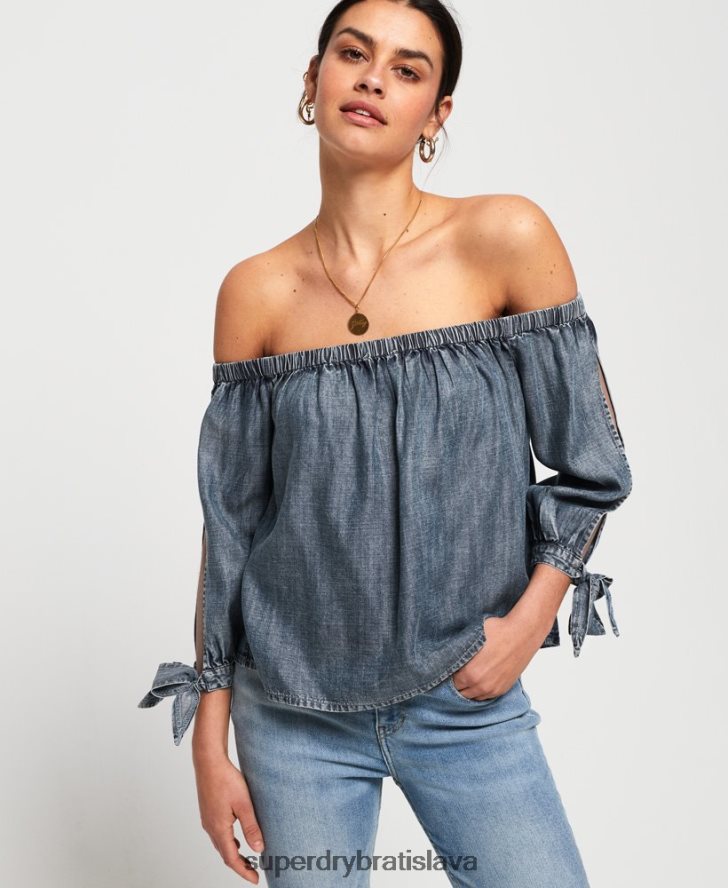 Superdry ženy helena top 6B4ZTR3069 oblečenie Modrá