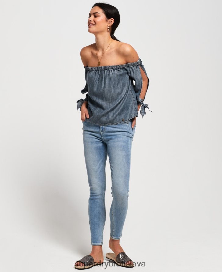 Superdry ženy helena top 6B4ZTR3069 oblečenie Modrá
