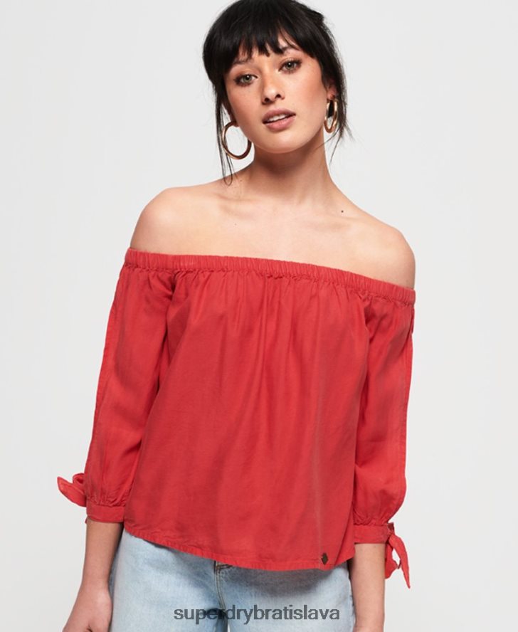 Superdry ženy helena top 6B4ZTR3075 oblečenie červená