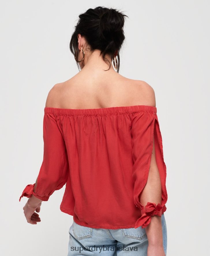 Superdry ženy helena top 6B4ZTR3075 oblečenie červená