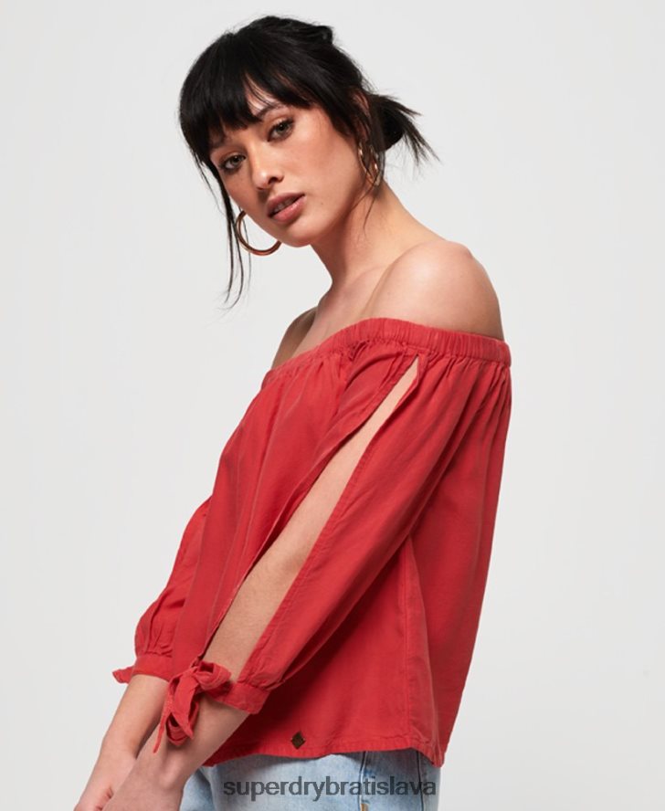 Superdry ženy helena top 6B4ZTR3075 oblečenie červená