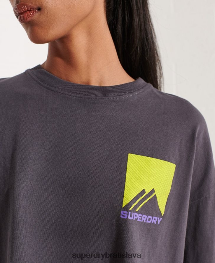 Superdry ženy horský šport energetický crop top 6B4ZTR3059 oblečenie tmavošedý