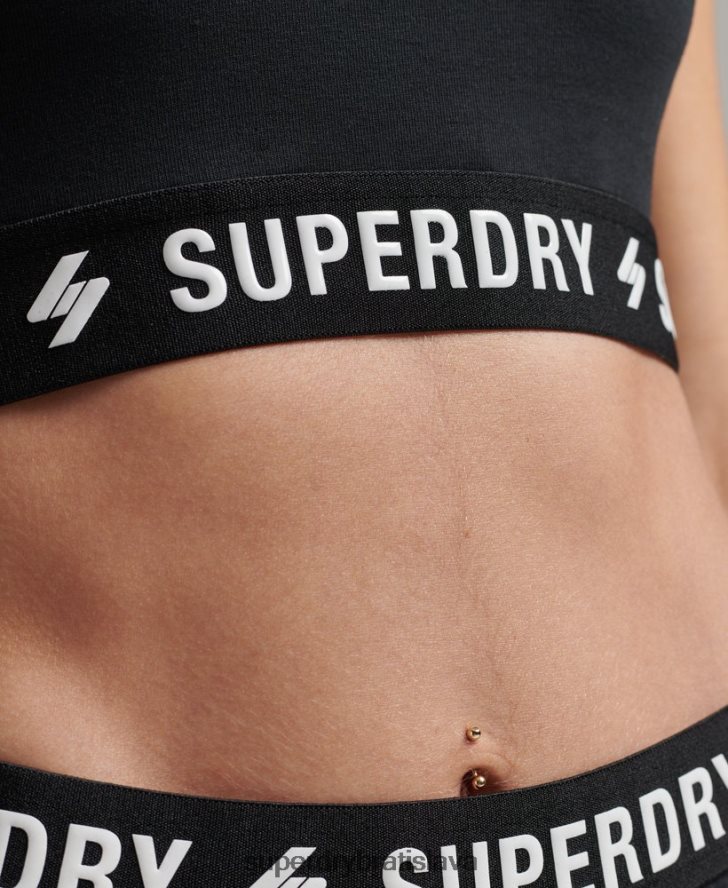 Superdry ženy kód elastický crop top 6B4ZTR3053 oblečenie čierna