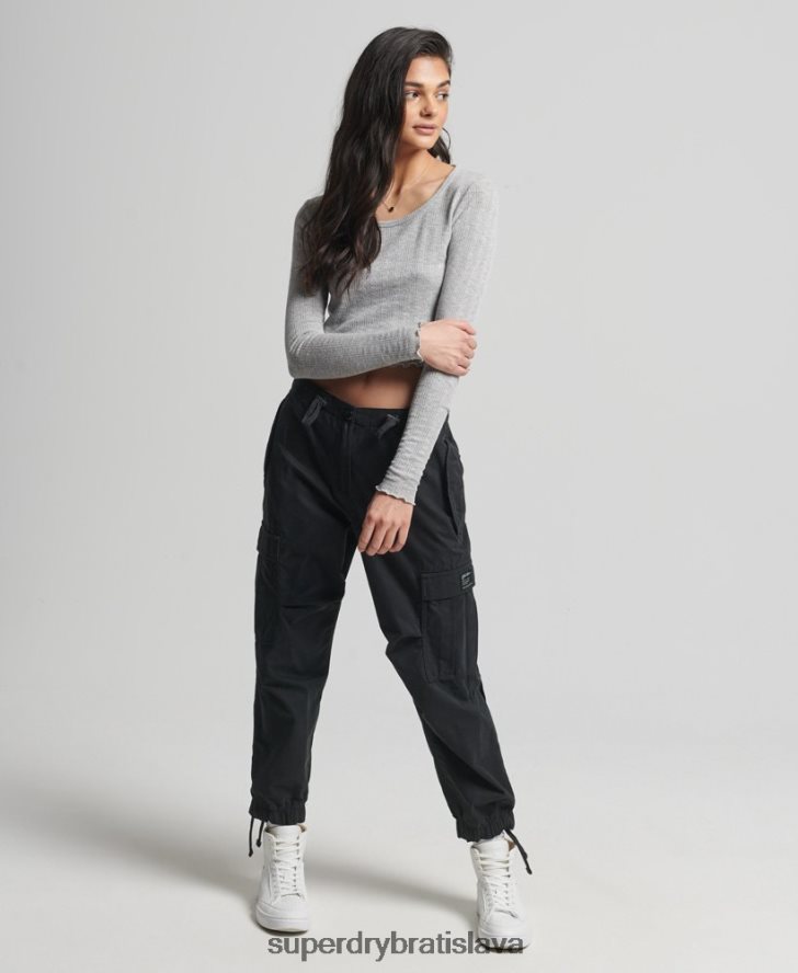 Superdry ženy organická bavlna vintage pointelle crop top 6B4ZTR6724 oblečenie sivá