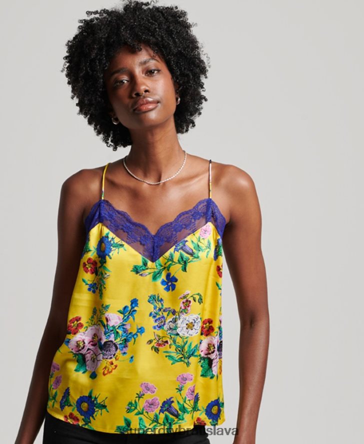 Superdry ženy saténový cami top 6B4ZTR2994 oblečenie žltá