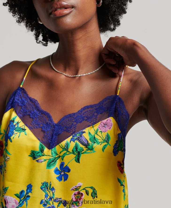 Superdry ženy saténový cami top 6B4ZTR2994 oblečenie žltá