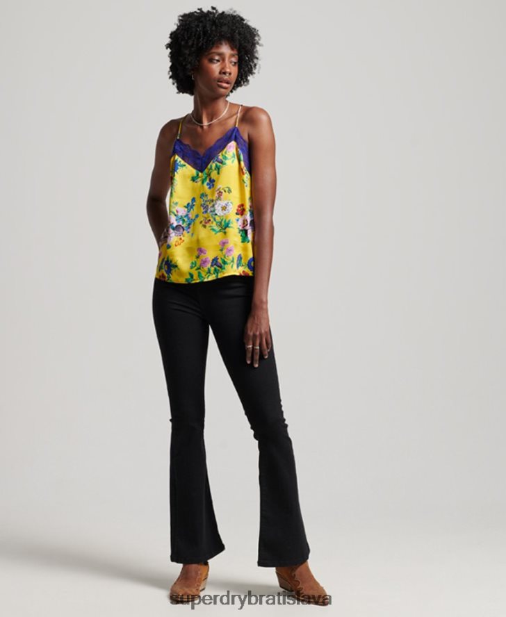 Superdry ženy saténový cami top 6B4ZTR2994 oblečenie žltá