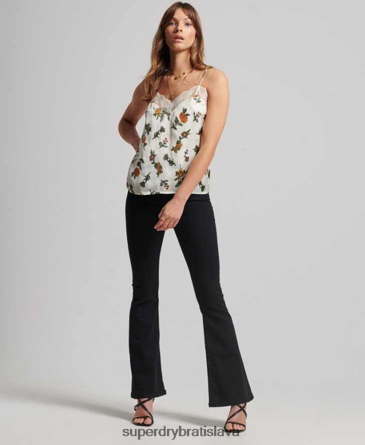 Superdry ženy saténový cami top 6B4ZTR2995 oblečenie biely
