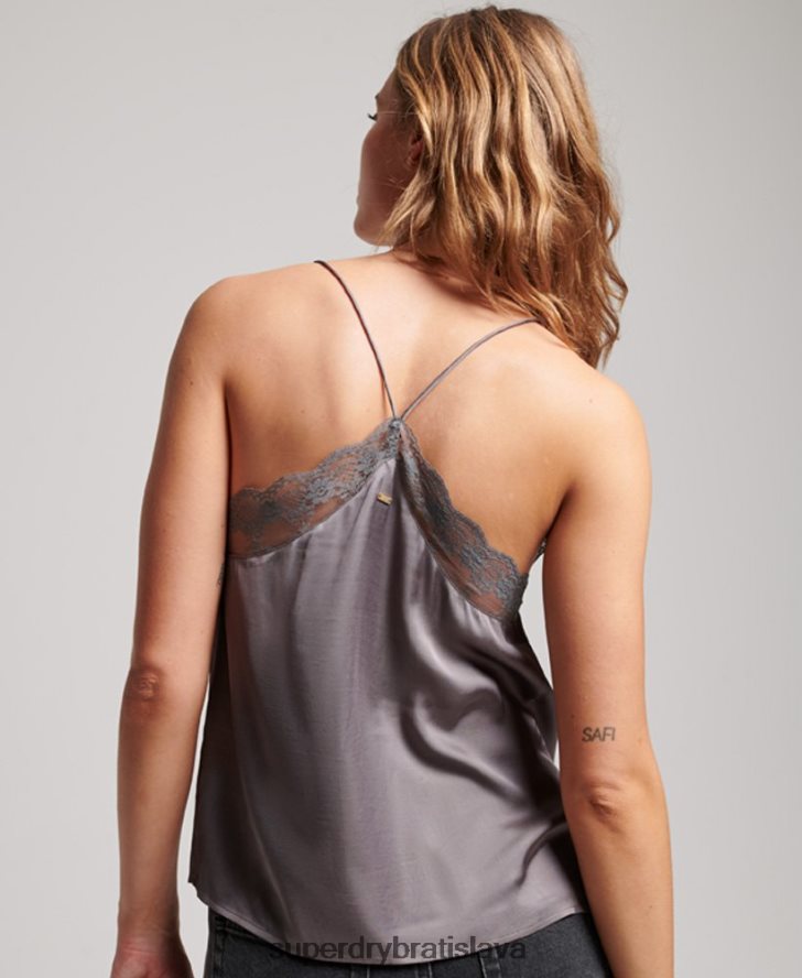 Superdry ženy saténový cami top 6B4ZTR3017 oblečenie sivá