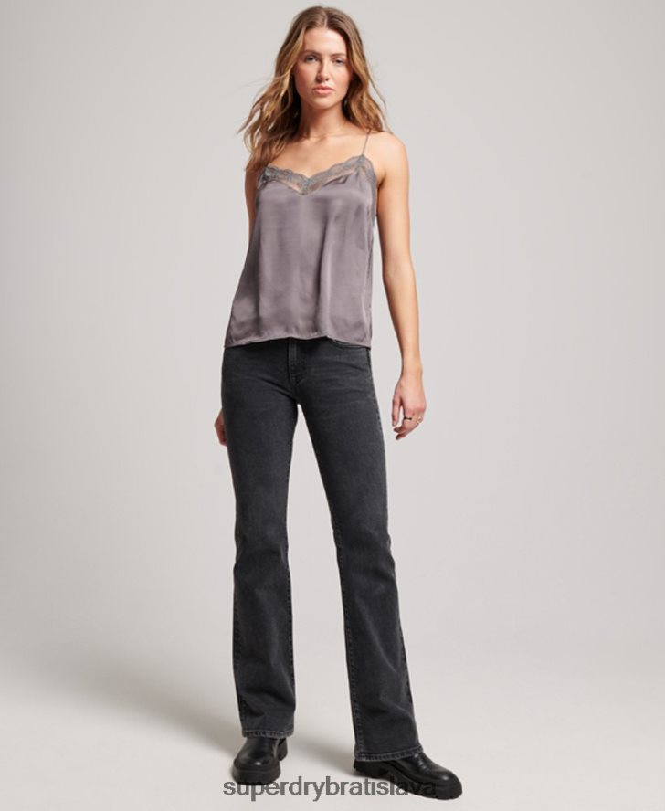 Superdry ženy saténový cami top 6B4ZTR3017 oblečenie sivá