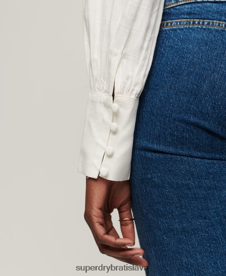 Superdry ženy studios čipkovaný top 6B4ZTR2959 oblečenie biely