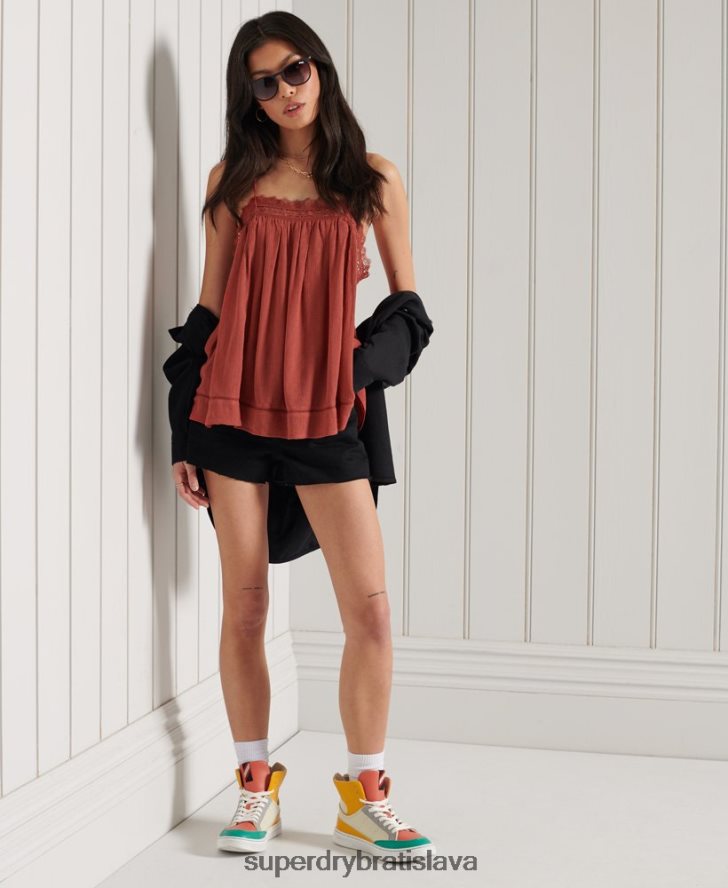 Superdry ženy top alana cami 6B4ZTR3044 oblečenie oranžová