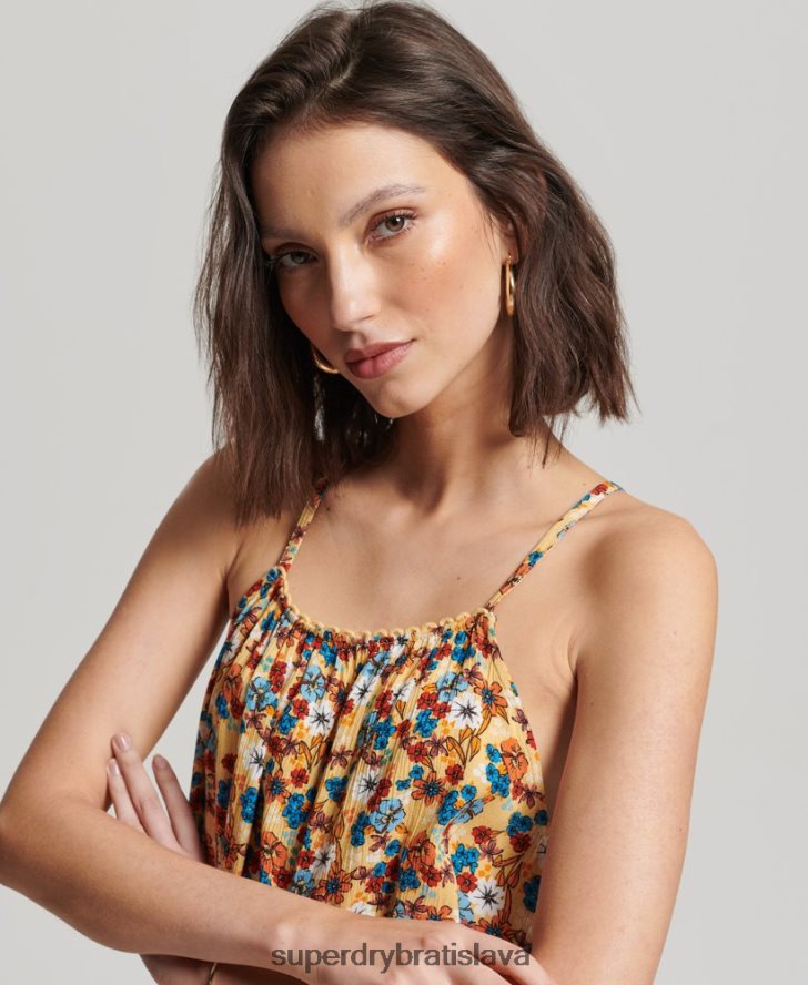 Superdry ženy top ohlávka beach cami 6B4ZTR2176 oblečenie žltá