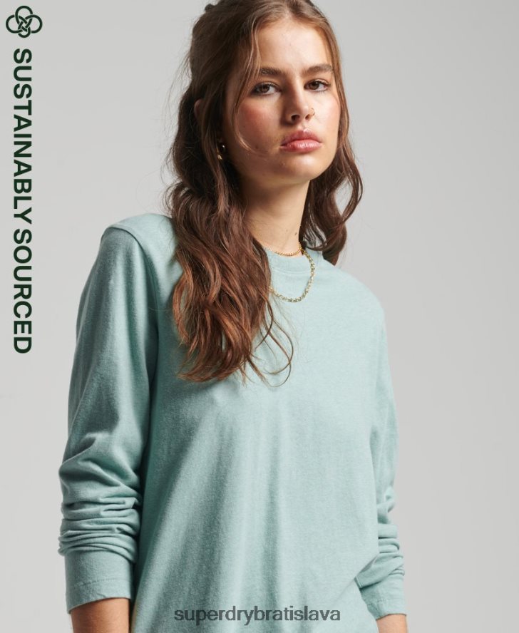 Superdry ženy top s vyšívaným vintage logom z organickej bavlny 6B4ZTR6539 oblečenie tyrkysová