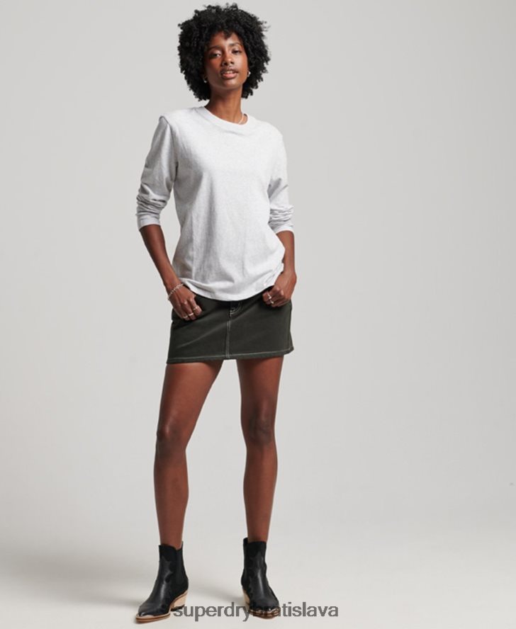 Superdry ženy top s vyšívaným vintage logom z organickej bavlny 6B4ZTR6569 oblečenie svetlo šedá