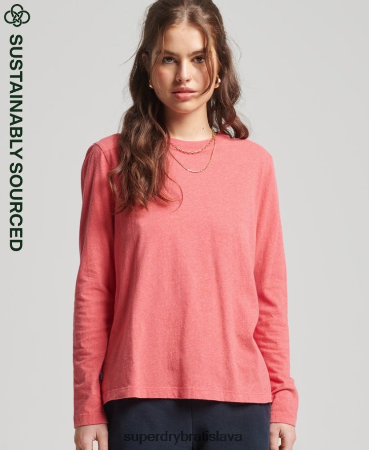 Superdry ženy top s vyšívaným vintage logom z organickej bavlny 6B4ZTR6632 oblečenie koralový