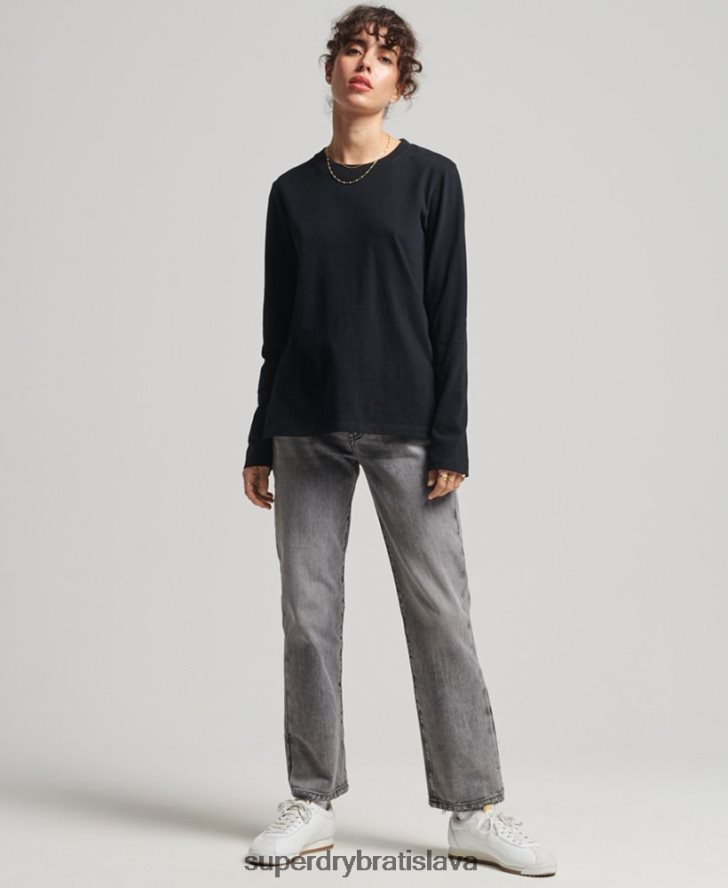 Superdry ženy top s vyšívaným vintage logom z organickej bavlny 6B4ZTR6676 oblečenie čierna