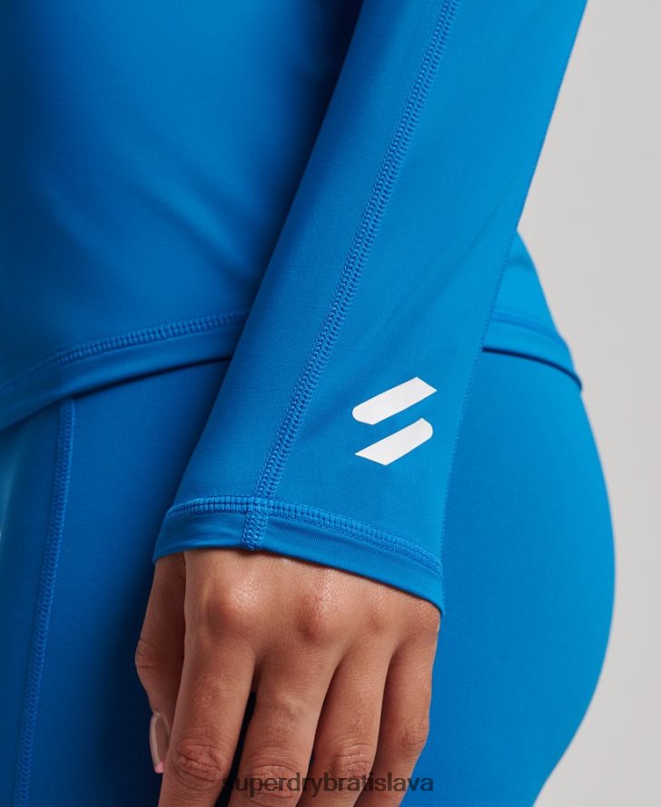 Superdry ženy top základná vrstva s polovičným zipsom 6B4ZTR3031 oblečenie Modrá