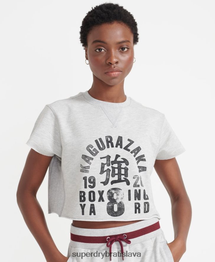 Superdry ženy tréning box cut off pot top 6B4ZTR6014 oblečenie sivá