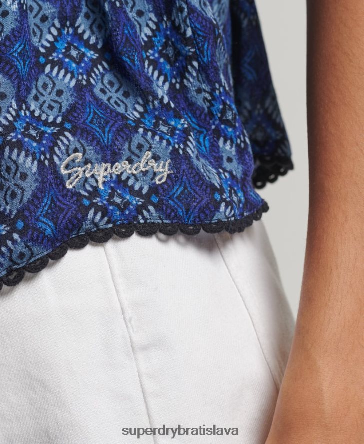 Superdry ženy viacúrovňový cami top 6B4ZTR2888 oblečenie Modrá