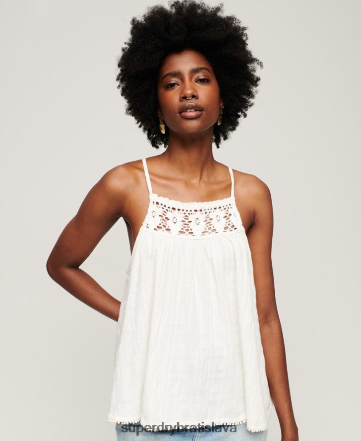 Superdry ženy vintage halter cami top 6B4ZTR2871 oblečenie krém