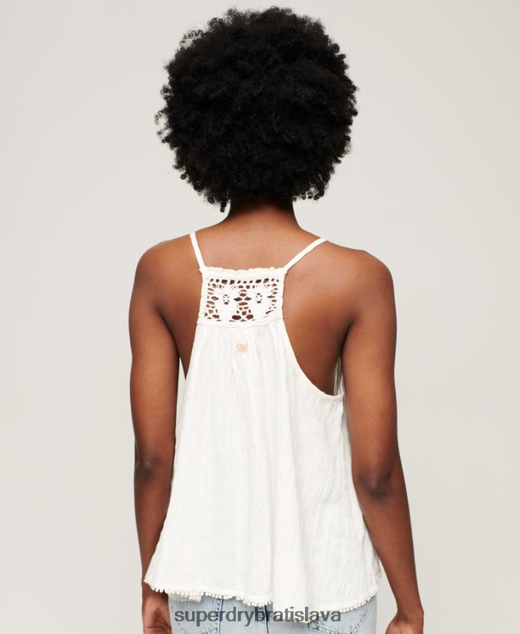 Superdry ženy vintage halter cami top 6B4ZTR2871 oblečenie krém