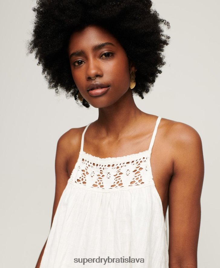 Superdry ženy vintage halter cami top 6B4ZTR2871 oblečenie krém