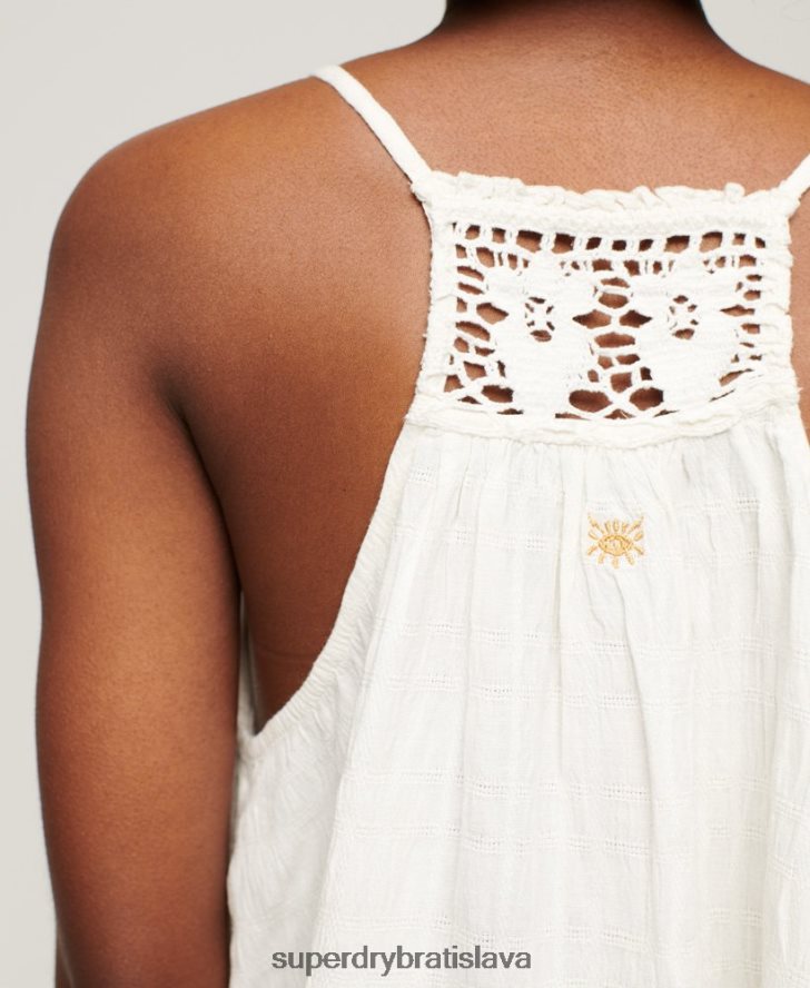 Superdry ženy vintage halter cami top 6B4ZTR2871 oblečenie krém
