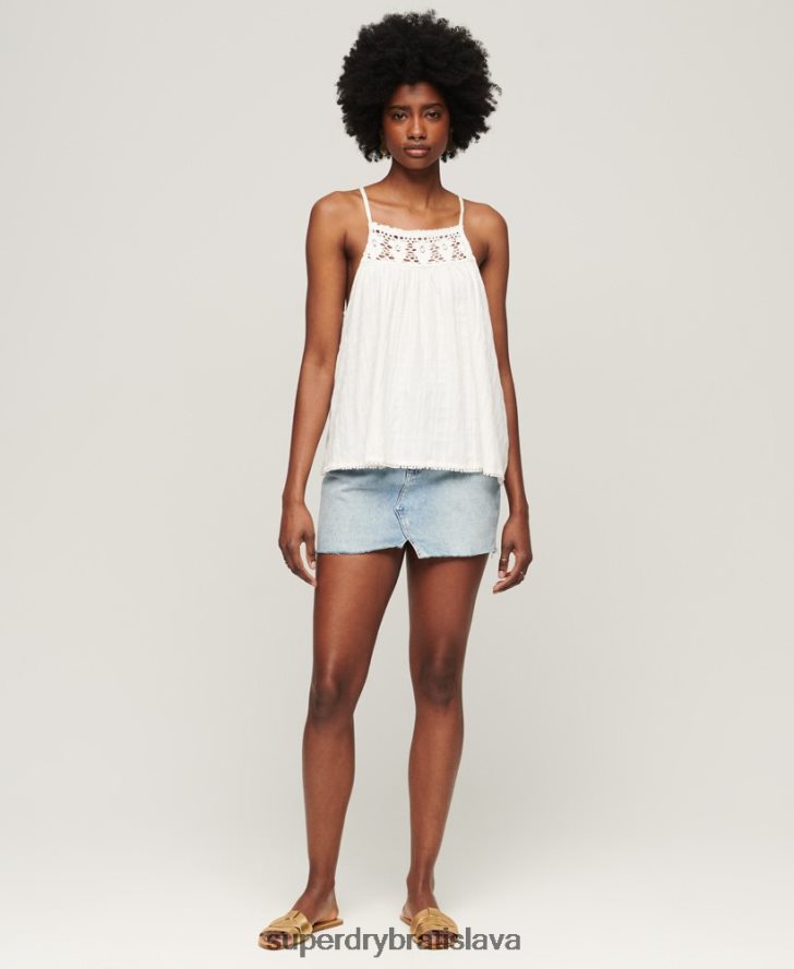 Superdry ženy vintage halter cami top 6B4ZTR2871 oblečenie krém