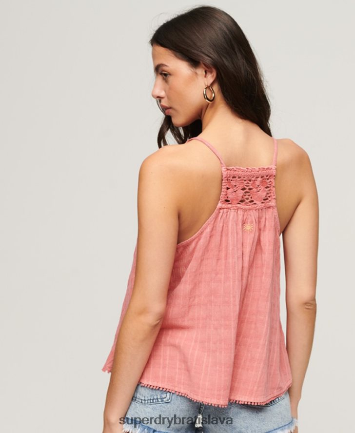 Superdry ženy vintage halter cami top 6B4ZTR2877 oblečenie Ružová