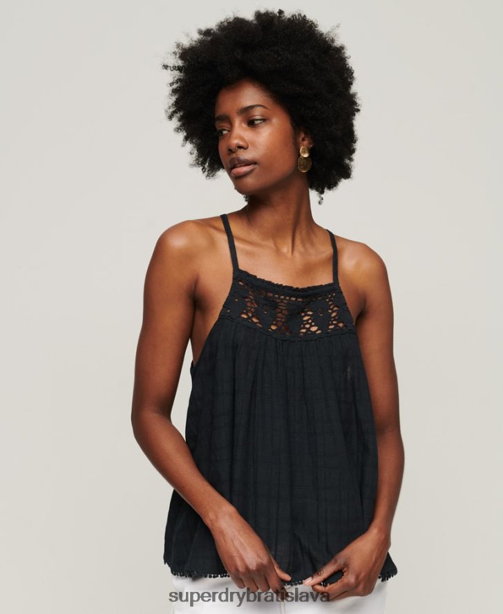 Superdry ženy vintage halter cami top 6B4ZTR2893 oblečenie námorníctvo