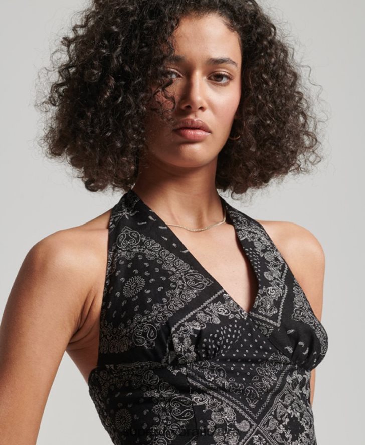 Superdry ženy vintage halter top 6B4ZTR2189 oblečenie čierna