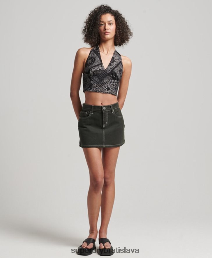 Superdry ženy vintage halter top 6B4ZTR2189 oblečenie čierna