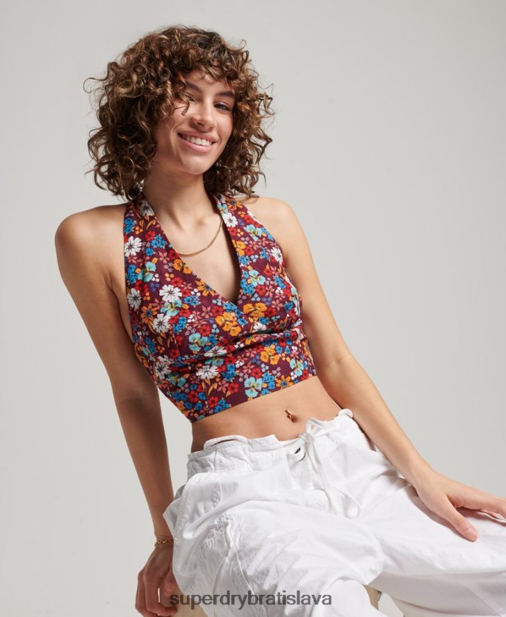 Superdry ženy vintage halter top 6B4ZTR3007 oblečenie multi
