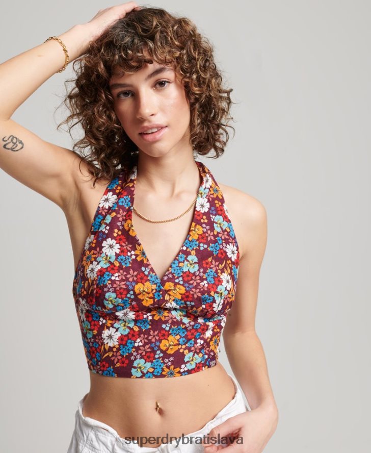Superdry ženy vintage halter top 6B4ZTR3007 oblečenie multi