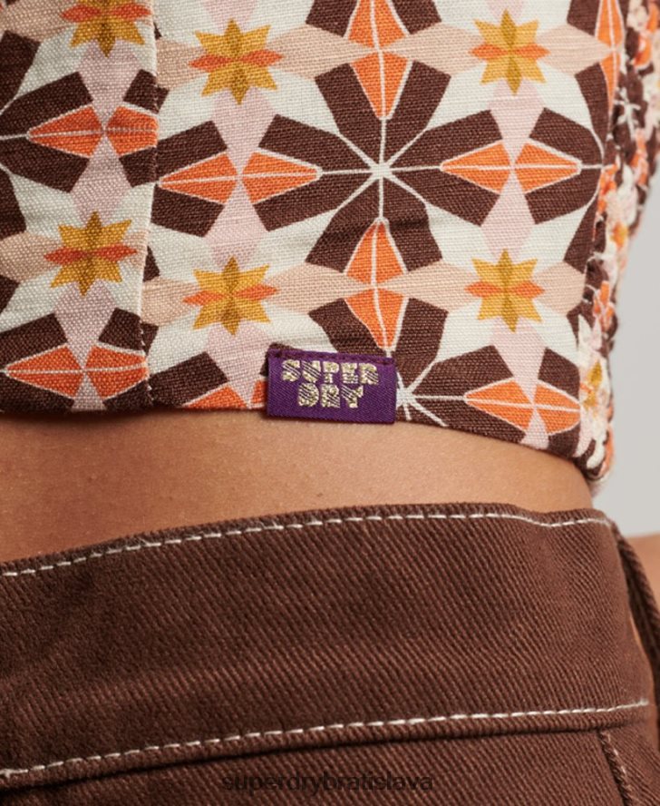 Superdry ženy vintage halter top 6B4ZTR3024 oblečenie krém