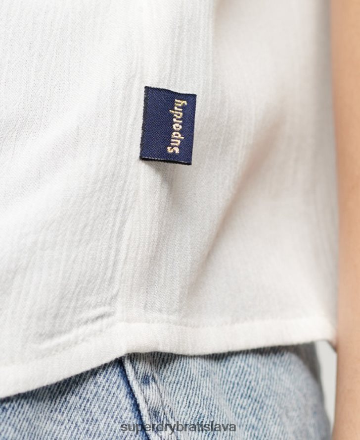 Superdry ženy vyšívaný cami top 6B4ZTR2057 oblečenie biely