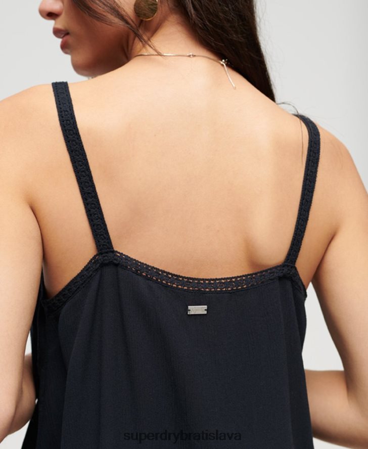 Superdry ženy vyšívaný cami top 6B4ZTR2087 oblečenie námorníctvo