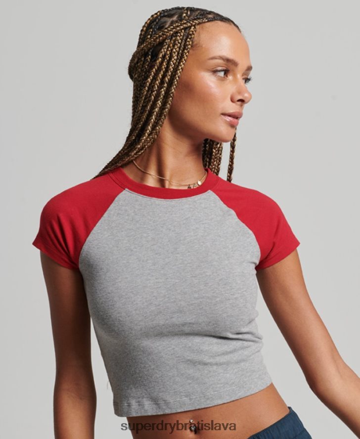 Superdry ženy Bejzbalové tričko z organickej bavlny 6B4ZTR6246 oblečenie sivá