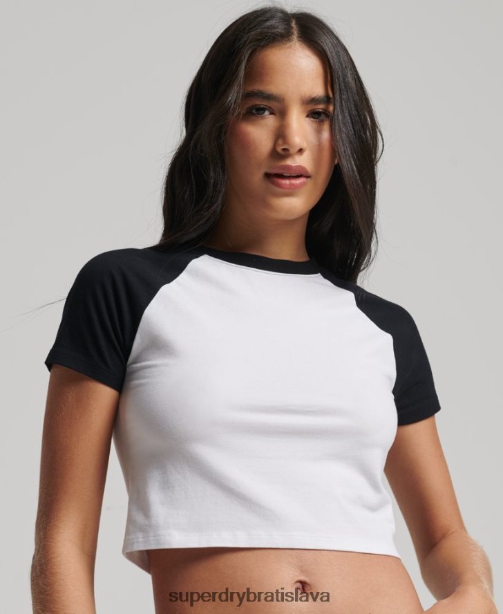 Superdry ženy Bejzbalové tričko z organickej bavlny 6B4ZTR6290 oblečenie biely