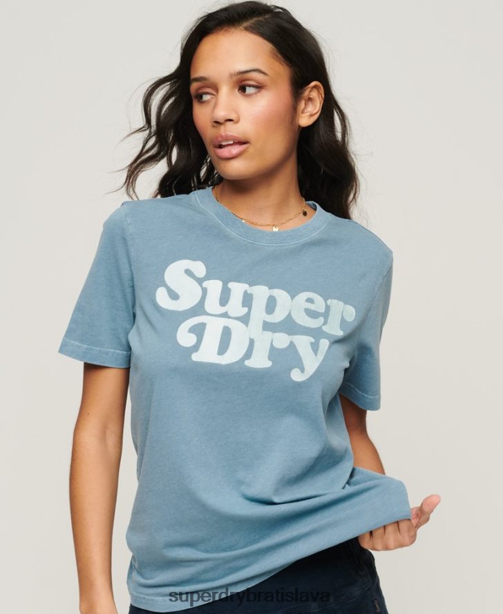 Superdry ženy Cooper klasické tričko s logom 70. rokov 6B4ZTR2653 oblečenie sivá