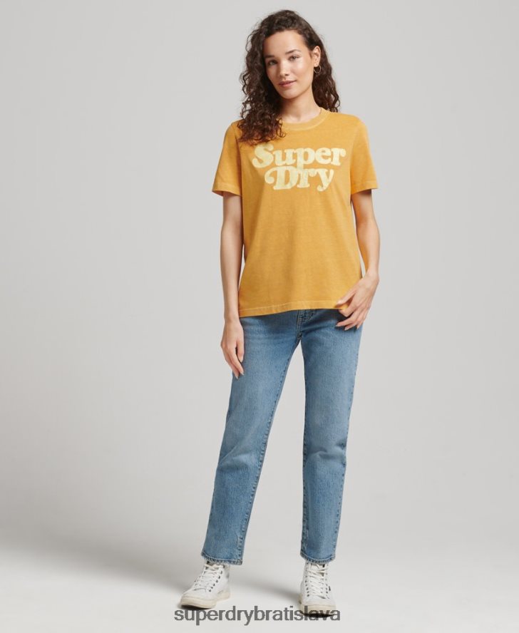 Superdry ženy Cooper klasické tričko s logom 70. rokov 6B4ZTR6219 oblečenie zlato