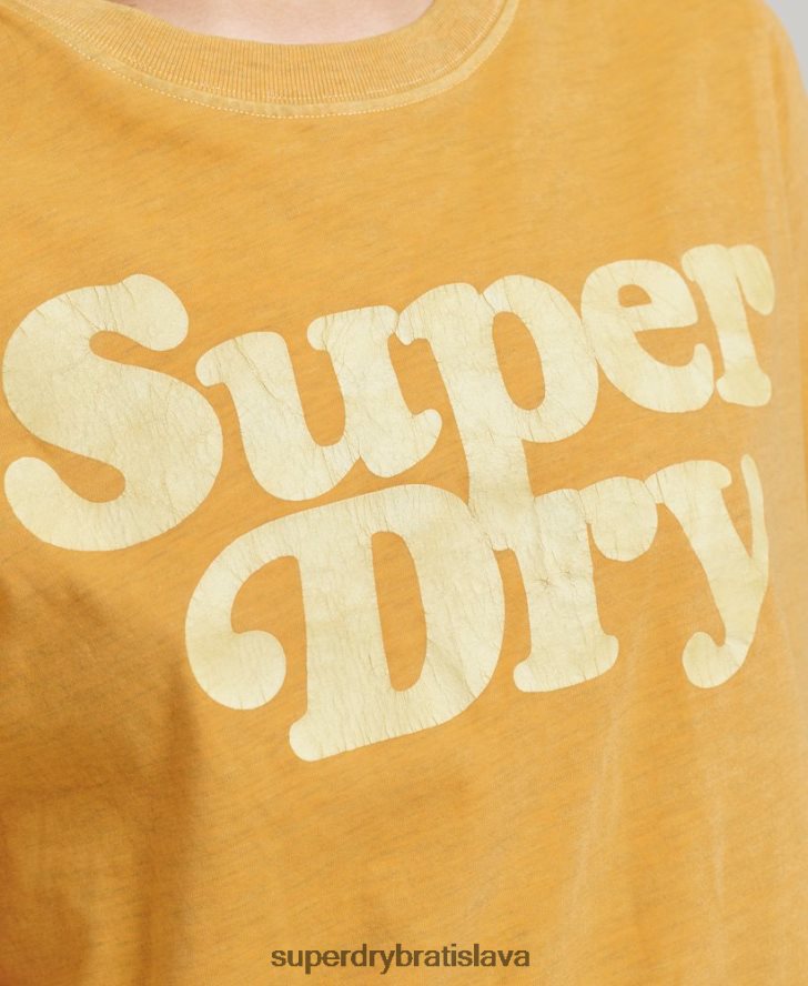 Superdry ženy Cooper klasické tričko s logom 70. rokov 6B4ZTR6219 oblečenie zlato