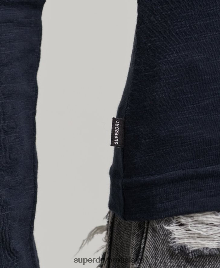 Superdry ženy Džersej henley top s dlhým rukávom 6B4ZTR2869 oblečenie námorníctvo