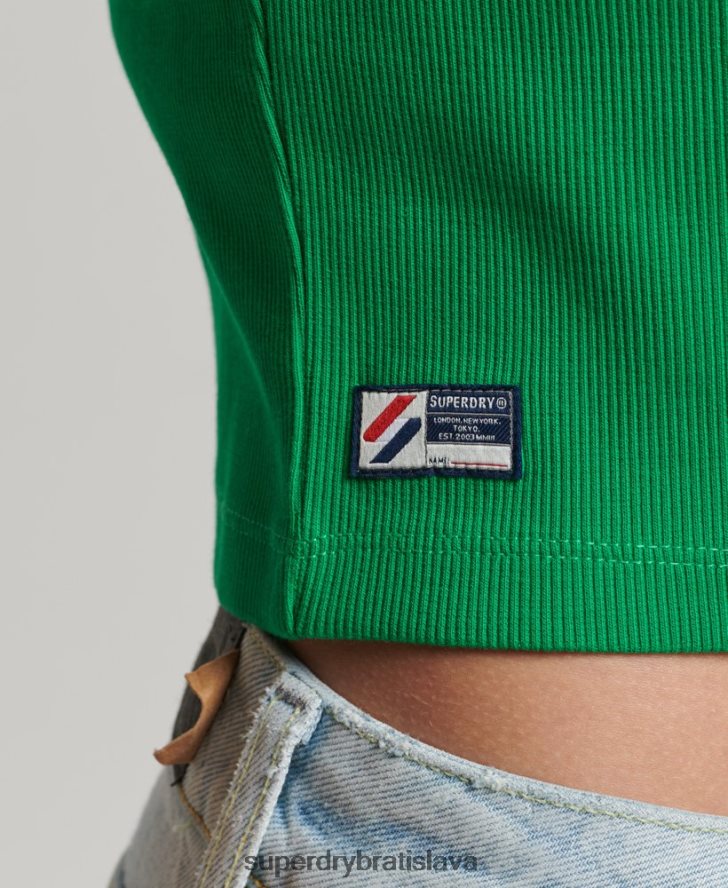 Superdry ženy Esenciálne vypasované tričko z organickej bavlny 6B4ZTR2809 oblečenie zelená